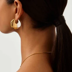 Discount Sculptural Pebble Large Hoop Earrings Women Earrings