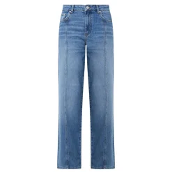 Outlet Seam Mid-Rise Straight Leg Jeans Women Denim