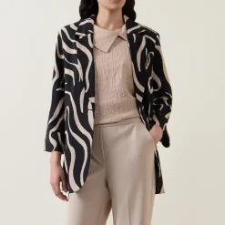 New Seersucker Abstract Blazer Women Coats & Jackets