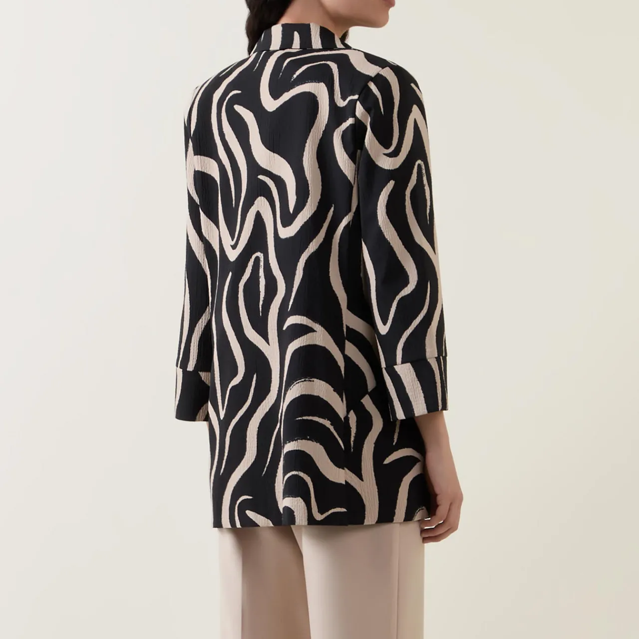 New Seersucker Abstract Blazer Women Coats & Jackets