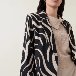 New Seersucker Abstract Blazer Women Coats & Jackets