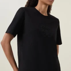 Discount Sequin Logo T-Shirt Women Tops