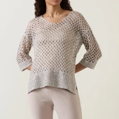Sequin Open-Knit Sweater Women Sweaters & Cardigans
