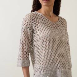Sequin Open-Knit Sweater Women Sweaters & Cardigans