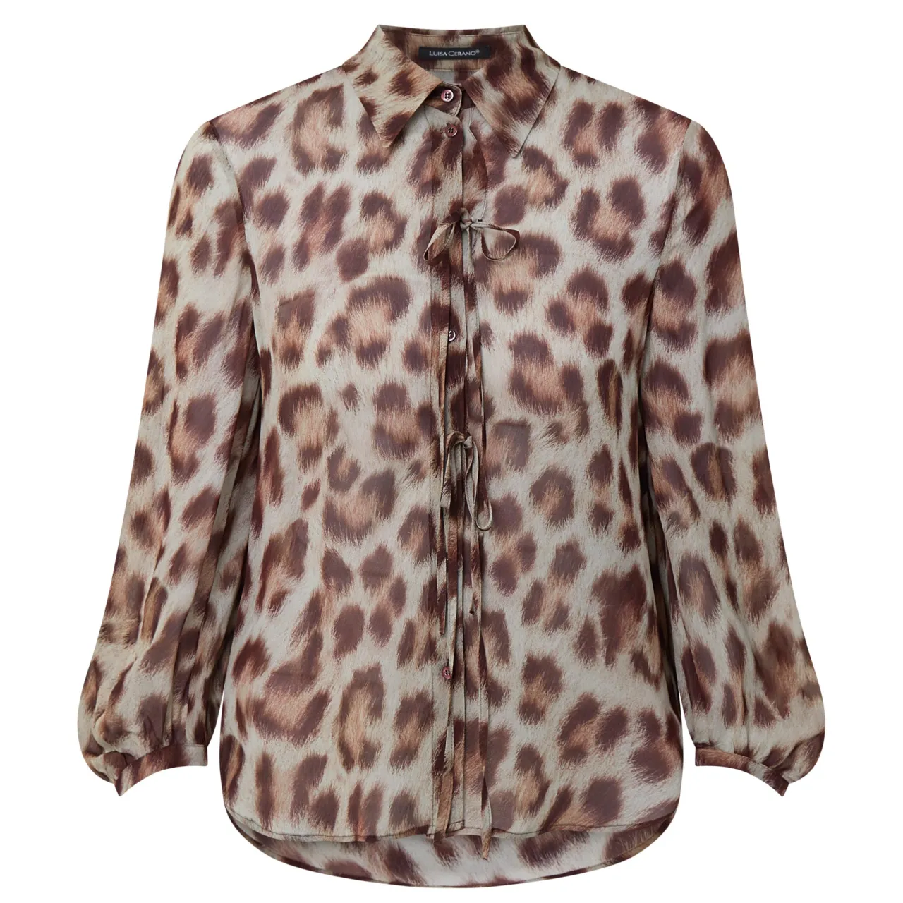 Outlet Sheer Cheetah Print Blouse Women Tops