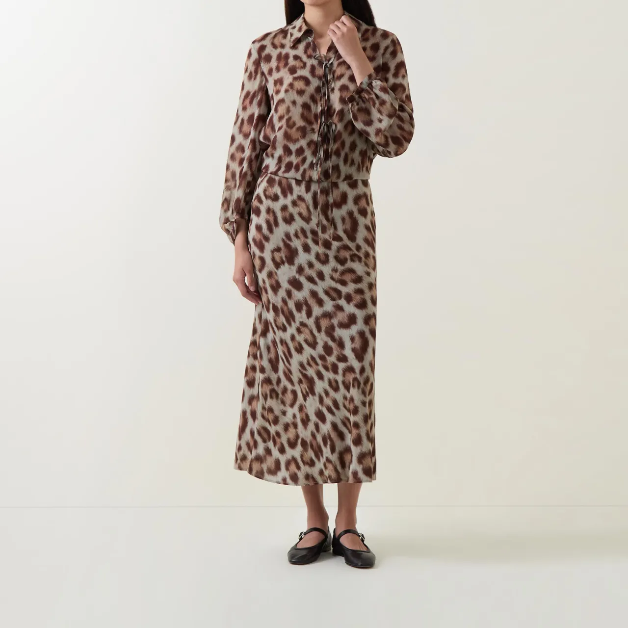 Outlet Sheer Cheetah Print Blouse Women Tops