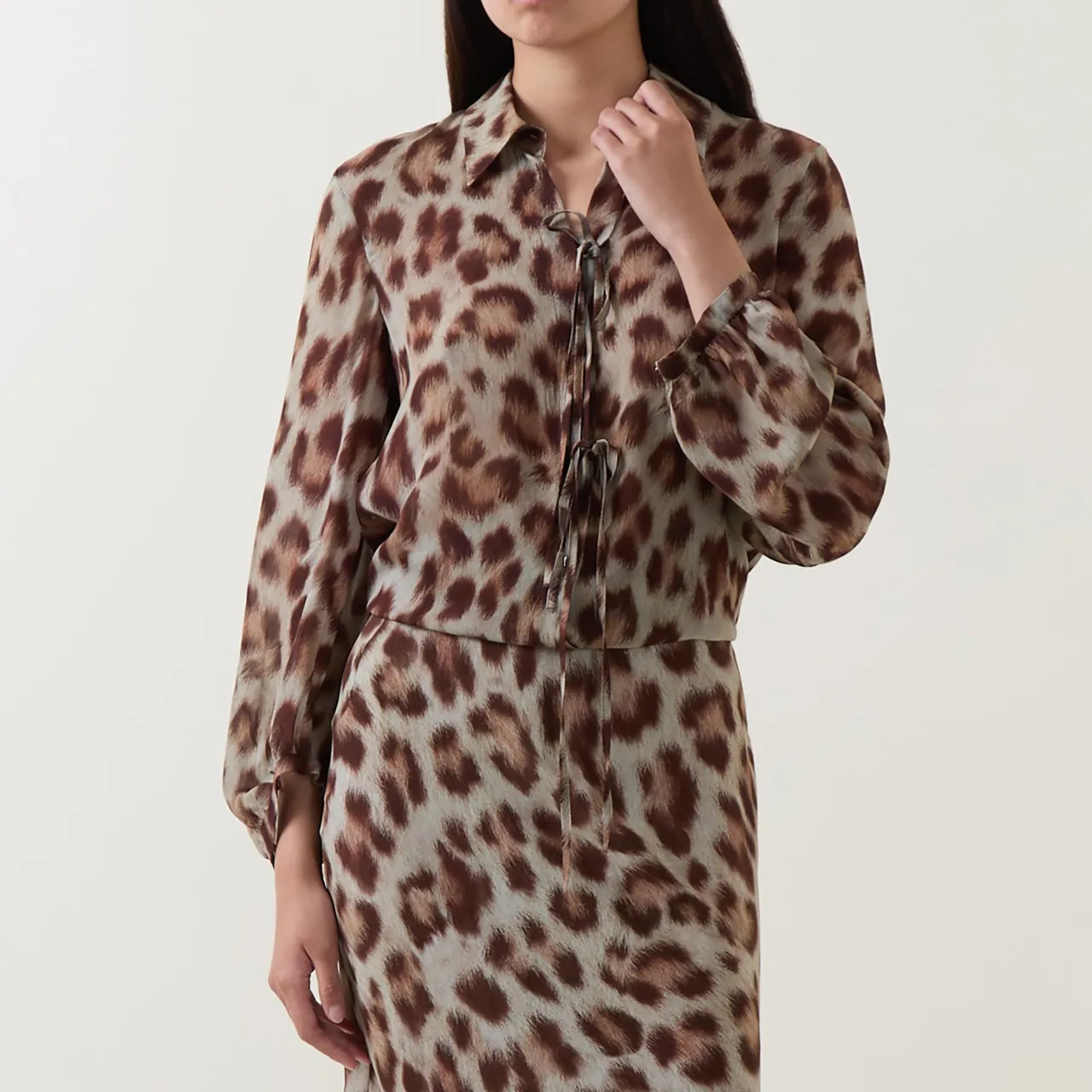 Outlet Sheer Cheetah Print Blouse Women Tops