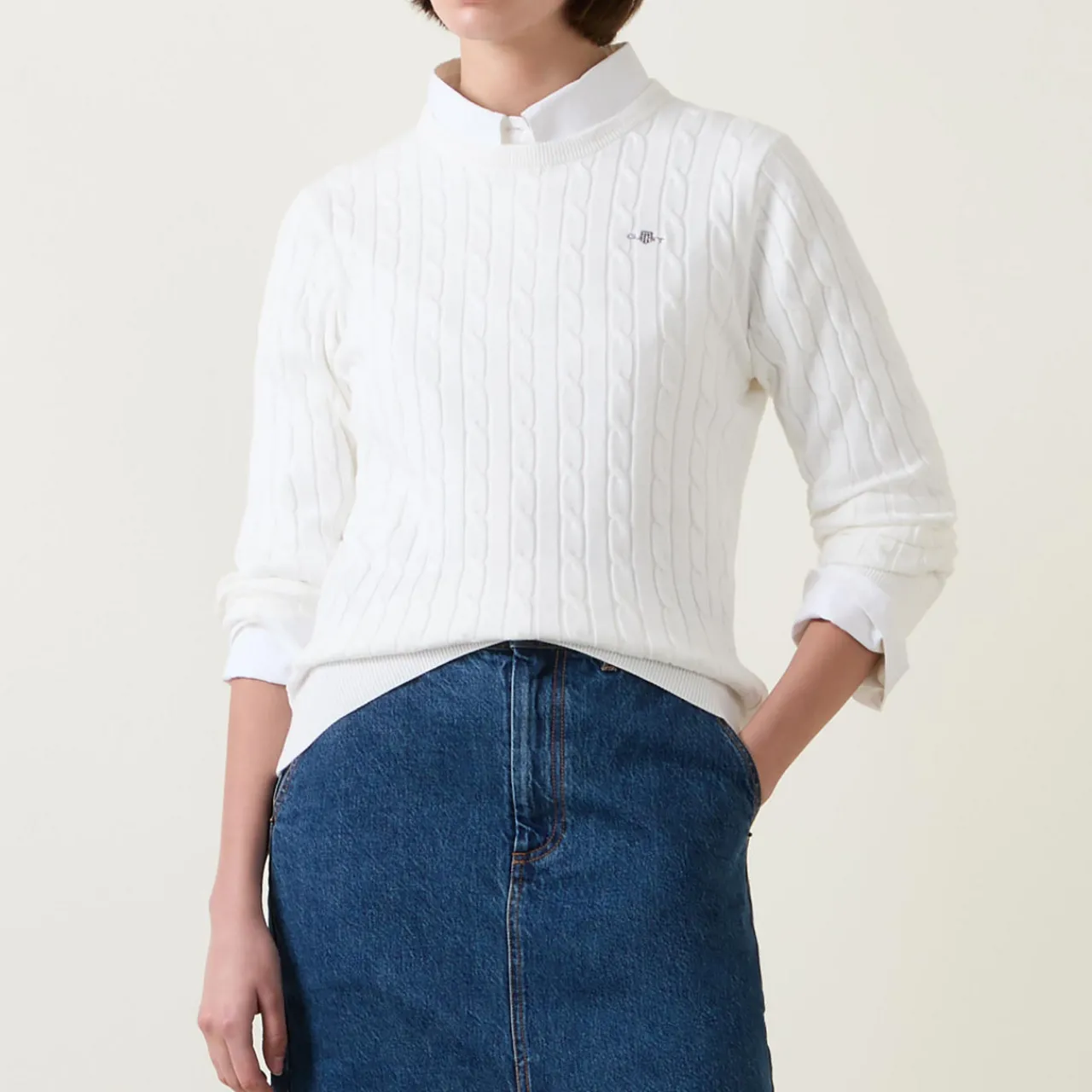 Hot Shield Logo Cable Knit Sweater Women Sweaters & Cardigans