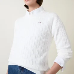 Hot Shield Logo Cable Knit Sweater Women Sweaters & Cardigans