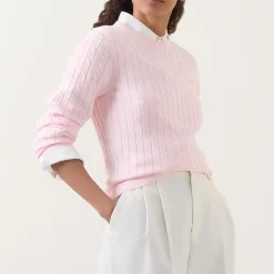 Hot Shield Logo Cable Knit Sweater Women Coats & Jackets