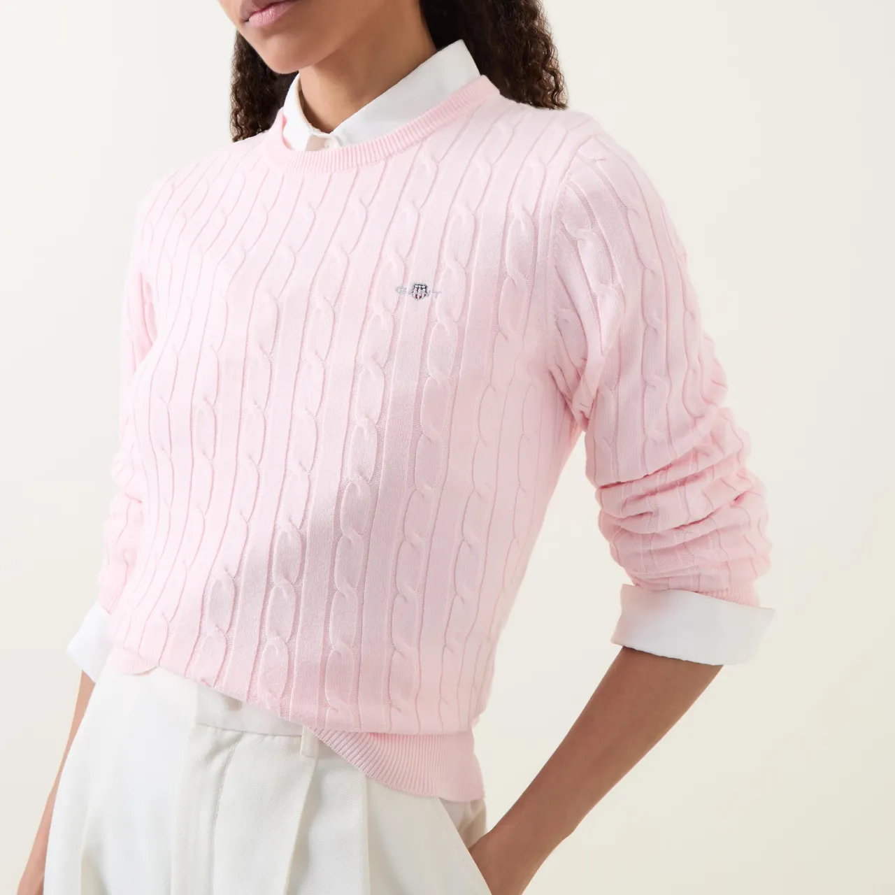 Hot Shield Logo Cable Knit Sweater Women Coats & Jackets