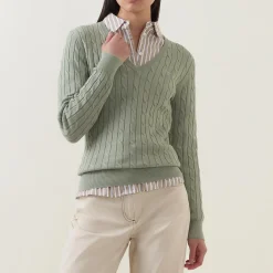 New Shield Logo Cable Knit Sweater Women Sweaters & Cardigans