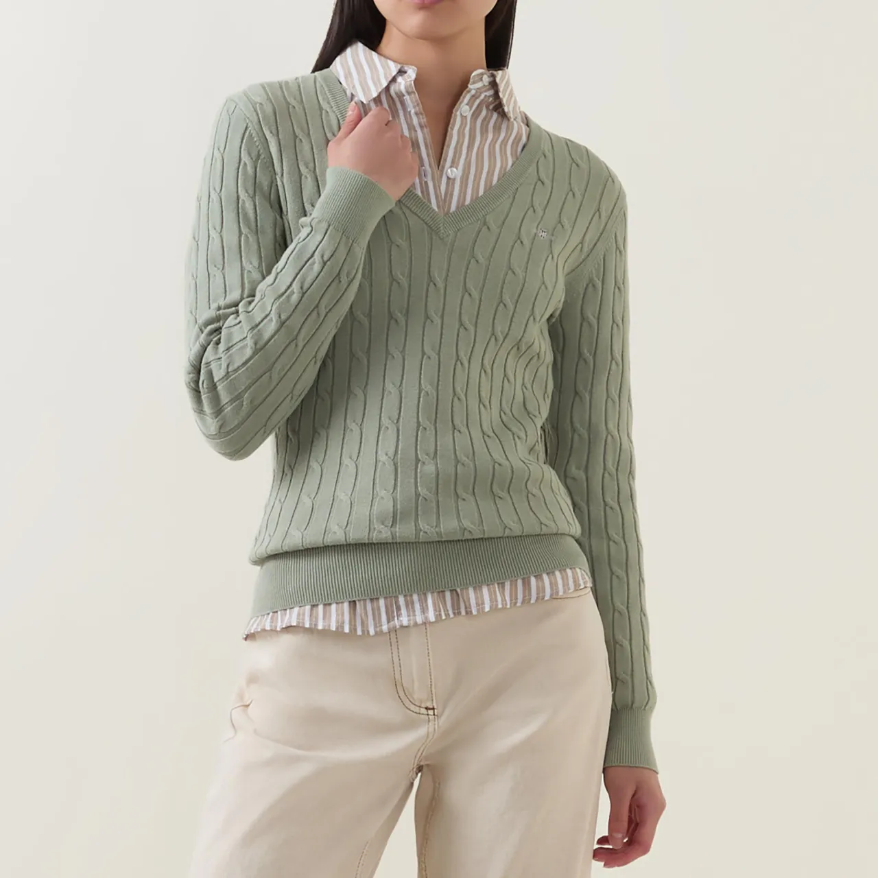 New Shield Logo Cable Knit Sweater Women Sweaters & Cardigans