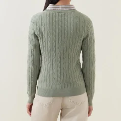 New Shield Logo Cable Knit Sweater Women Sweaters & Cardigans