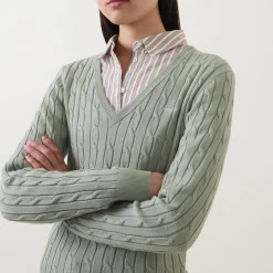 New Shield Logo Cable Knit Sweater Women Sweaters & Cardigans