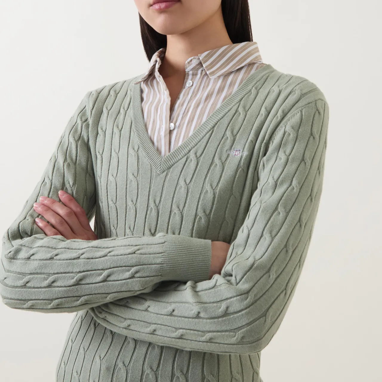 New Shield Logo Cable Knit Sweater Women Sweaters & Cardigans