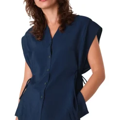 New Side-Tie Button-Down Shirt Women Tops