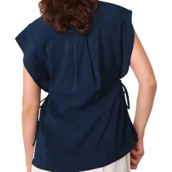 New Side-Tie Button-Down Shirt Women Tops
