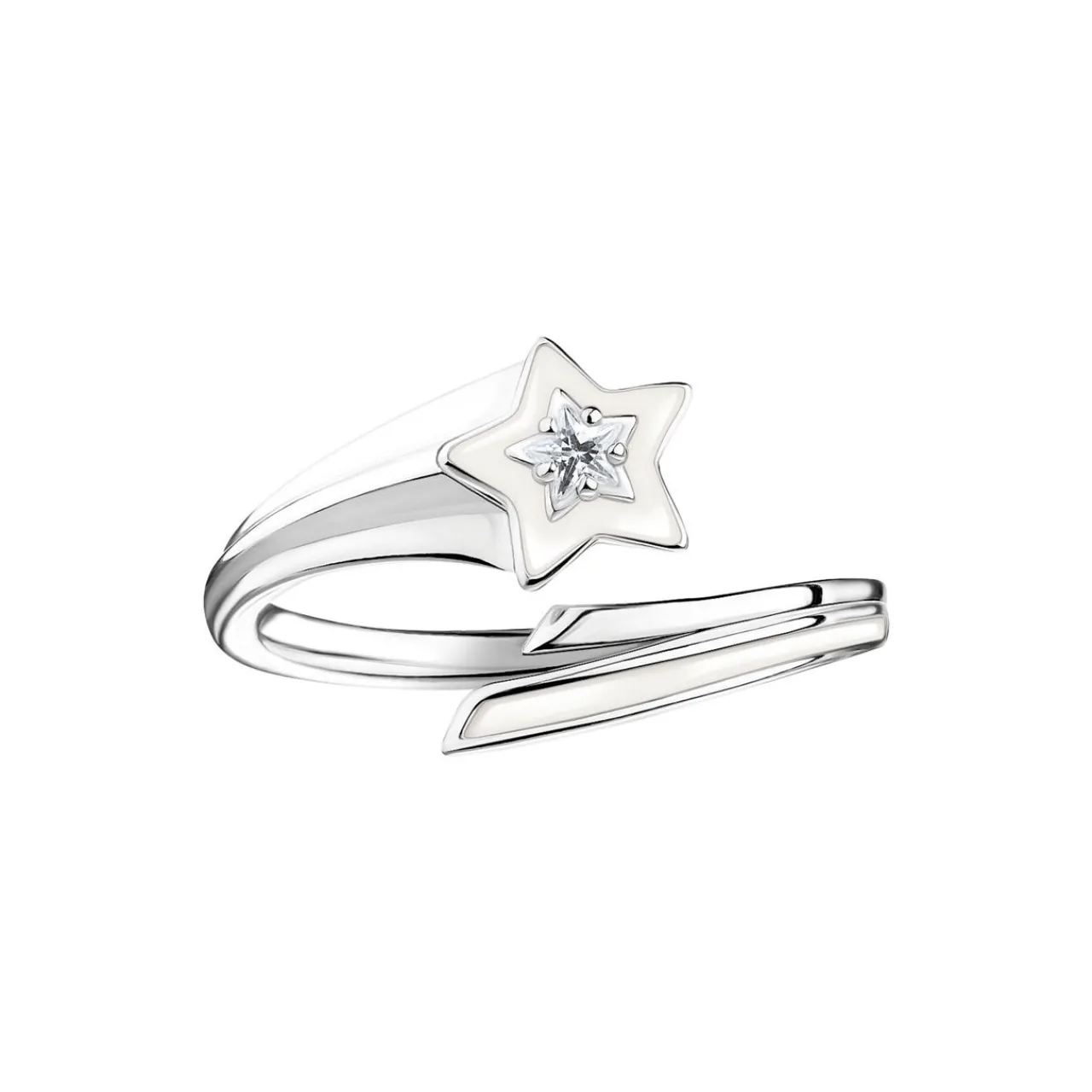 Outlet Silver & White Enamel Star Ring Women Rings