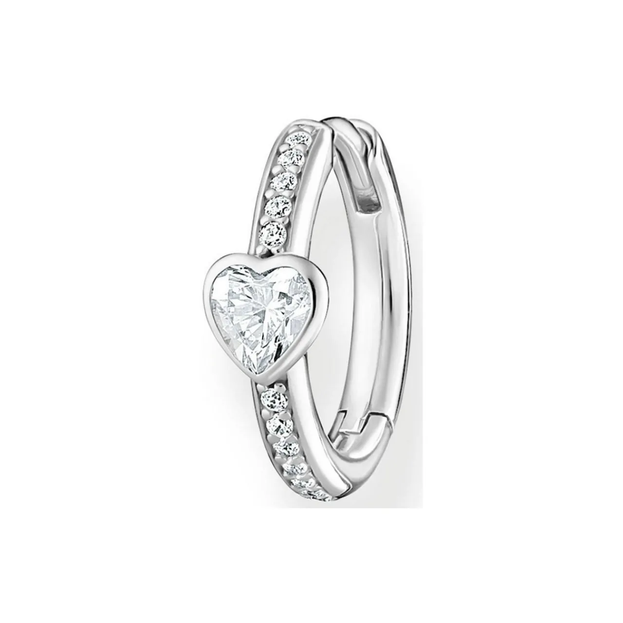 Outlet Silver Heart Single Hoop Earring Women Earrings