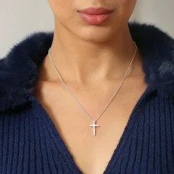 Silver Plated Cross Pendant Necklace Women Necklaces