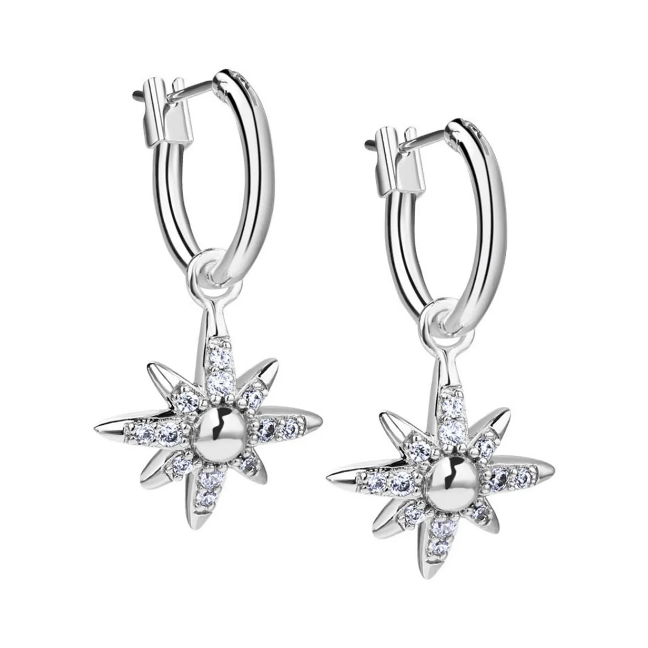 Sale Silver Plated Crystal Embellished Star Earrings Women Earrings