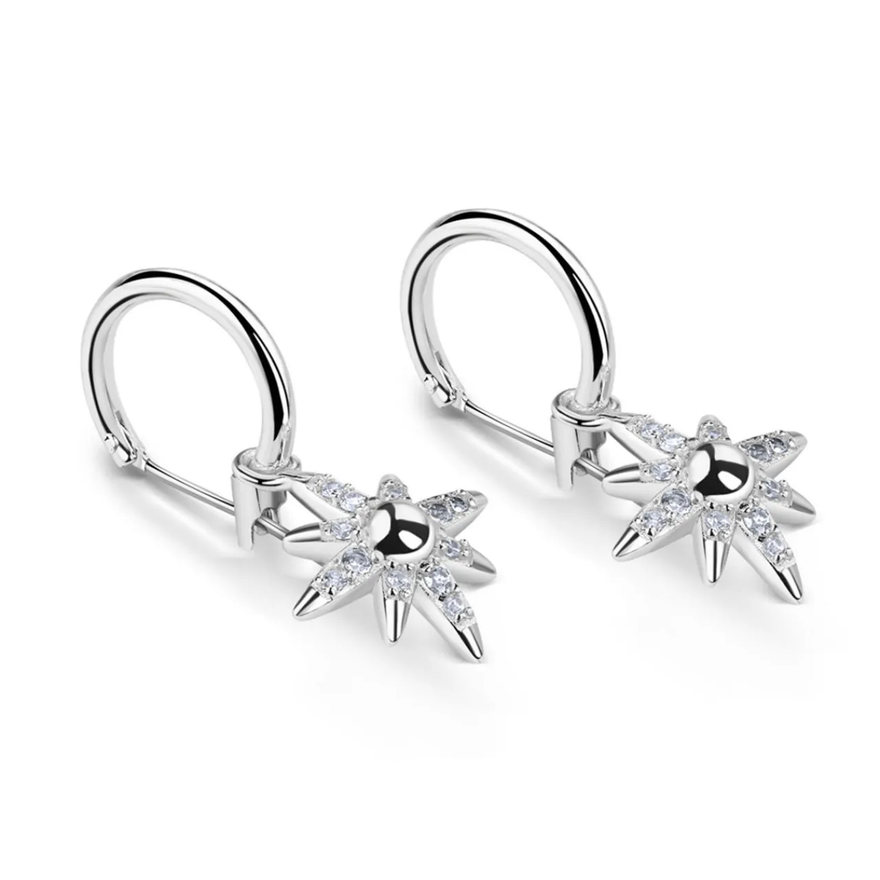 Sale Silver Plated Crystal Embellished Star Earrings Women Earrings