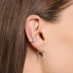 Sale Silver Single Heart Hoop Earring Women Earrings