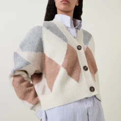 New Silvia Diamond Jacquard Cardigan Women Sweaters & Cardigans
