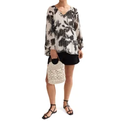 Hot Simi Palm Filcoupe Blouse Women Tops