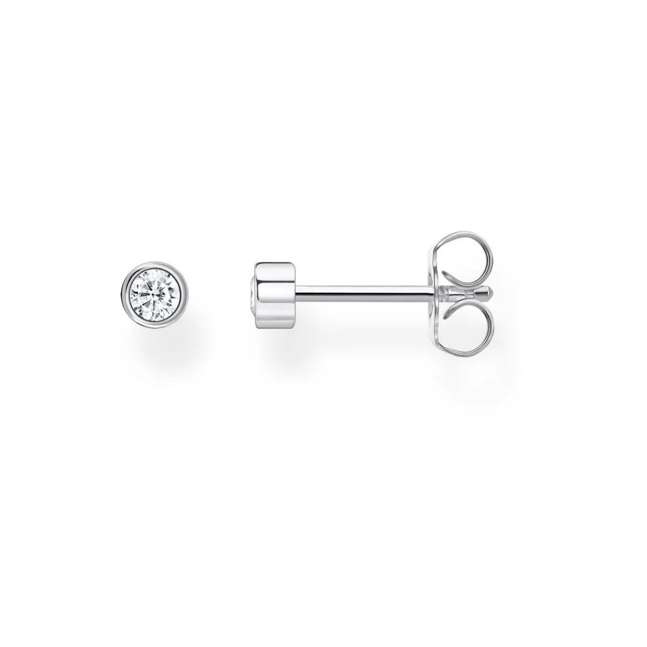 Outlet Single Ear Stud White Stone Silver Women Earrings