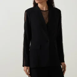 Outlet Sleeve-Embellished Single-Breasted Blazer Women Coats & Jackets