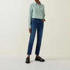 Outlet Slim-Leg Cropped Jeans Women Denim