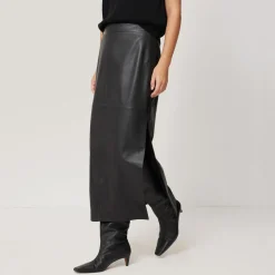 Slit Leather Skirt Women Skirts