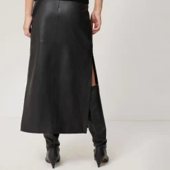 Slit Leather Skirt Women Skirts