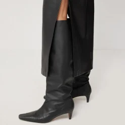 Slit Leather Skirt Women Skirts