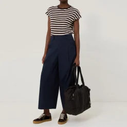 Discount Slub-Texture Striped T-Shirt Women Tops