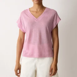 New Solid Linen T-Shirt Women Tops