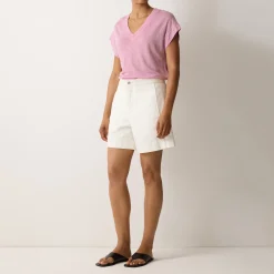 New Solid Linen T-Shirt Women Tops