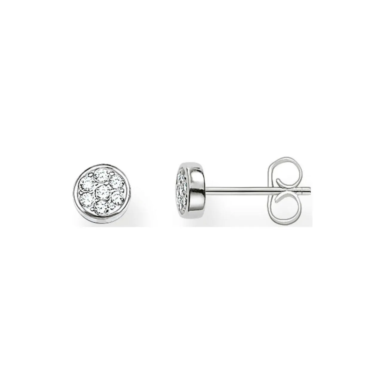 Outlet Sparkling Circles Sterling Silver Stud Earrings Women Earrings