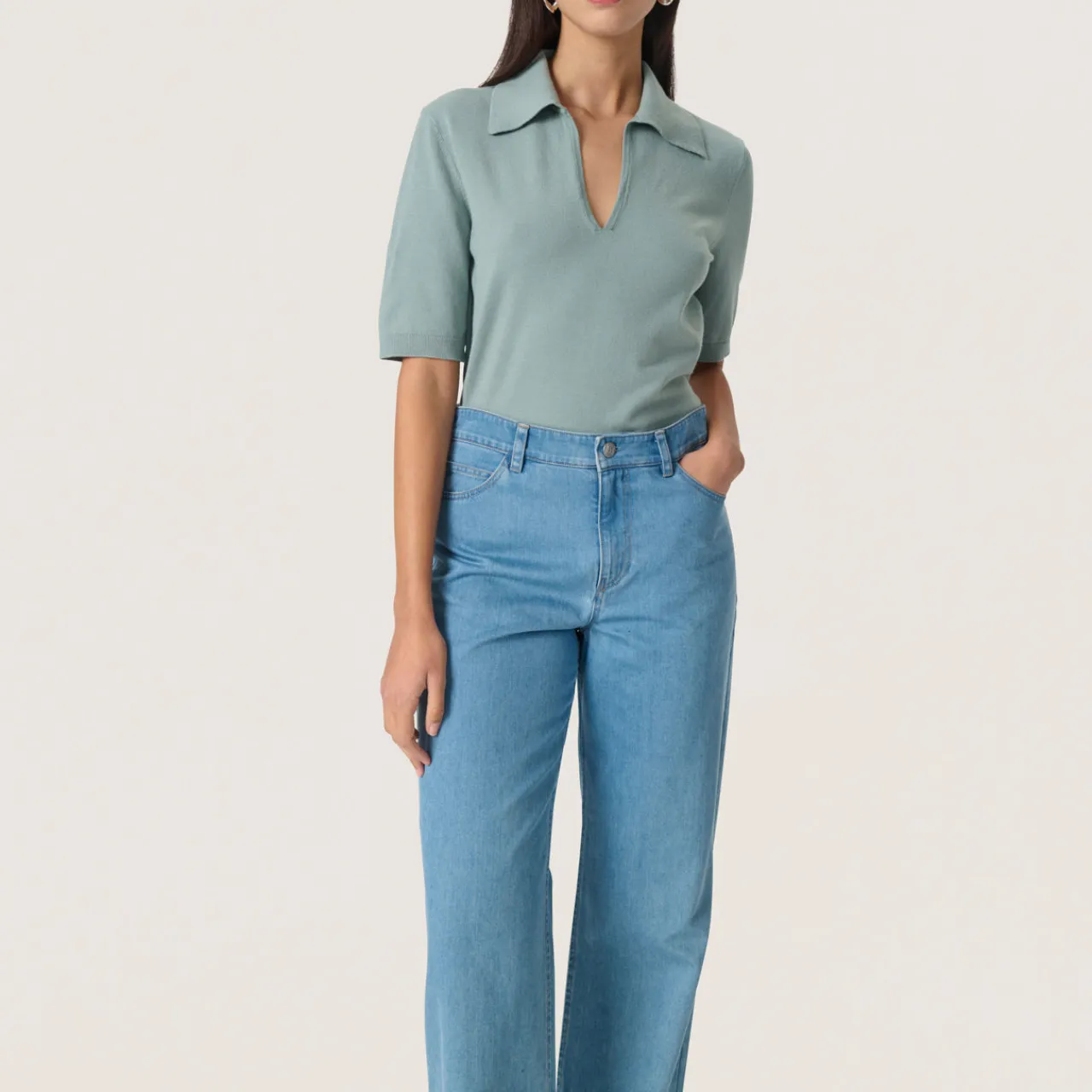 Online Spina Knit Polo Shirt Women Sweaters & Cardigans