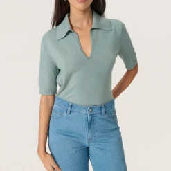Online Spina Knit Polo Shirt Women Sweaters & Cardigans