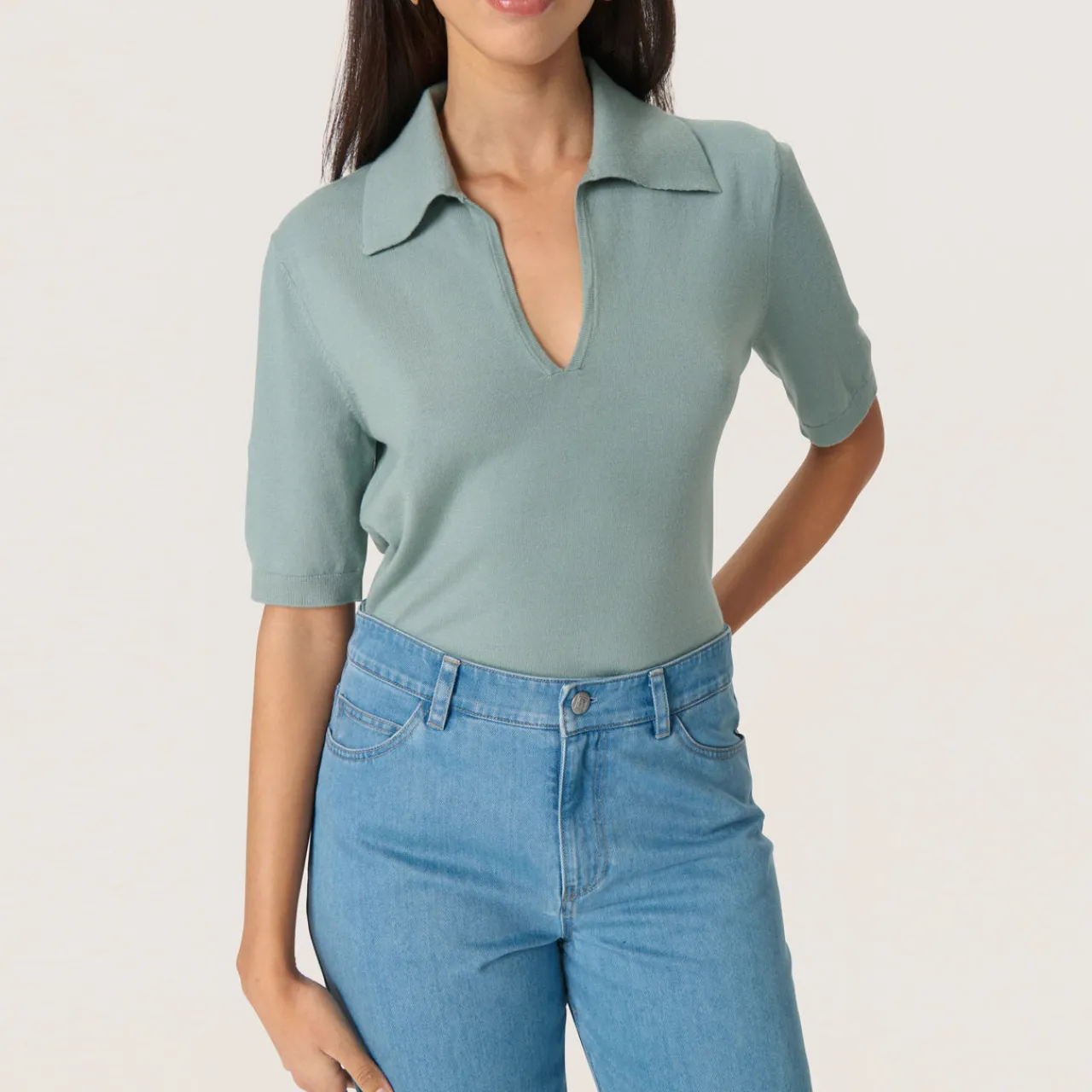 Online Spina Knit Polo Shirt Women Sweaters & Cardigans
