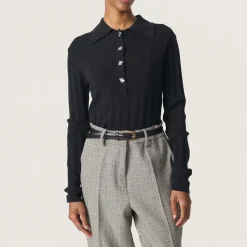 New Spina Ribbed Polo Shirt Women Sweaters & Cardigans