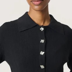 New Spina Ribbed Polo Shirt Women Sweaters & Cardigans