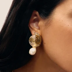 New Spiral Detachable Pearl Drop Earrings Women Earrings