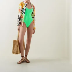 New Square Neck Crinkle Swimsuit Women Swimwear & Beachwear