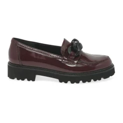 Clearance Squeeze Chain-Detail Patent Loafers Women Loafers