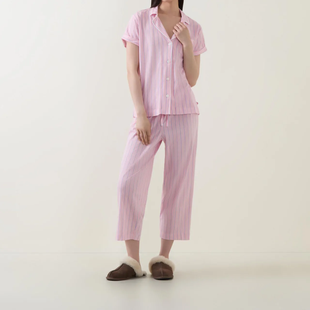 Discount Stripe Cropped Pyjama Set Women Sleepwear