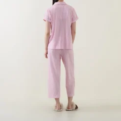 Discount Stripe Cropped Pyjama Set Women Sleepwear